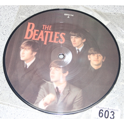 603 - 2 x Beatles 7 inch vinyl record limited edition 20th anniversary picture discs released in 1984 by P... 