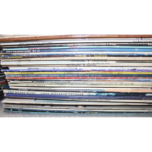 612 - Qty of vinyl record LPs to incl The Moody Blues, ELO, Abba, The Nolans etc and many compilations (2 ... 