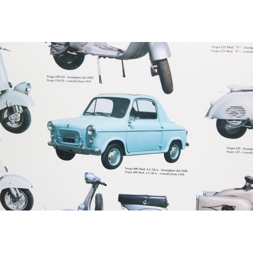 701 - Large framed Vespa Scooter picture, approx 96cm x 69cm