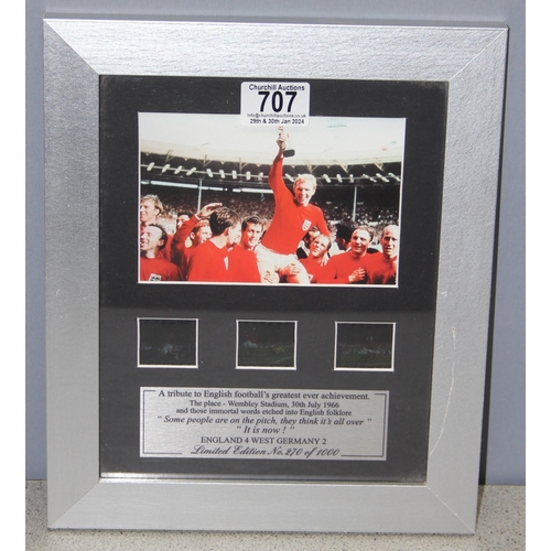 707 - Framed Global Arts commemorative picture of the 1966 England World Cup team at Wembley, limited edit... 