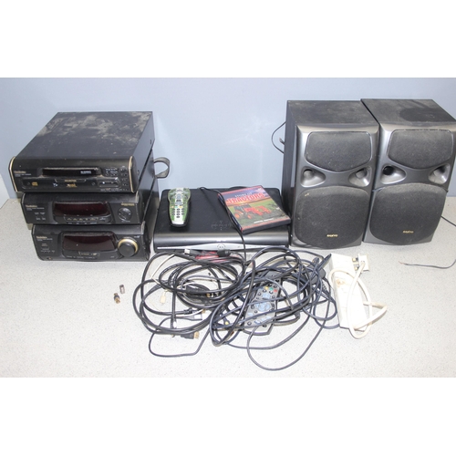 753 - 2 boxes of mixed electrical items to incl Technics hi-fi, speakers etc