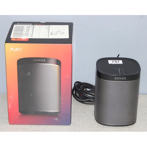 757 - Sonos Play:1 Wireless sound system in black with box