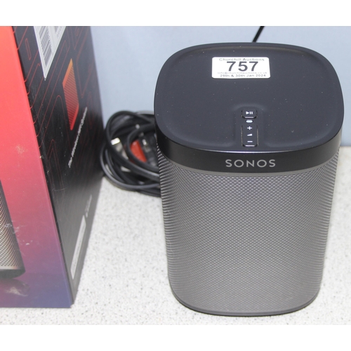 757 - Sonos Play:1 Wireless sound system in black with box