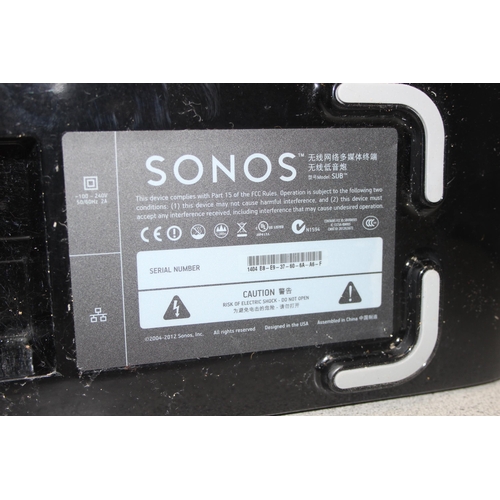 761 - Sonos Sub in black, serial No. 1404 B8-E9-37-60-6A-A6-F