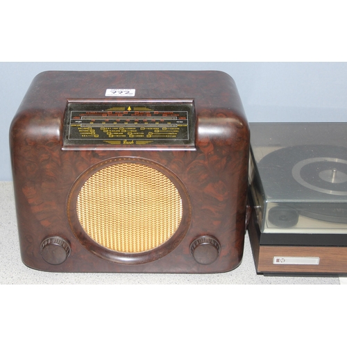 772 - Vintage Pye 1557 turntable and speakers and a Bush radio