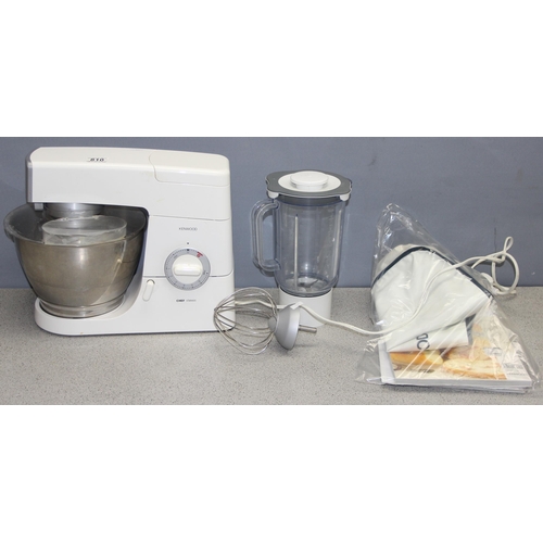 810 - Kenwood chef classic mixer with 4 attachments and paperwork