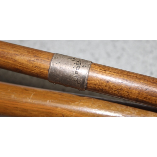 1668 - 3 vintage bentwood walking sticks, one with a silver collar