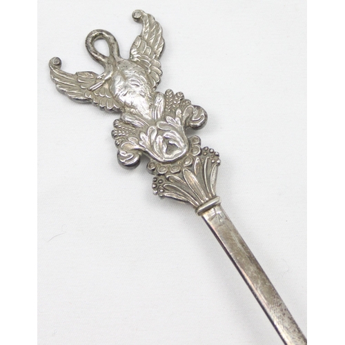 1020 - A rare French silver hatelet or meat skewer by Odiot of Paris, likely 19th century, the top with cas... 