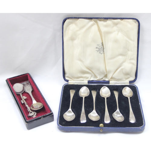 1035 - A boxed set of 6 silver coffee spoons, Sheffield 1936 by James Dixon & Sons, approx 49.96g gross and... 