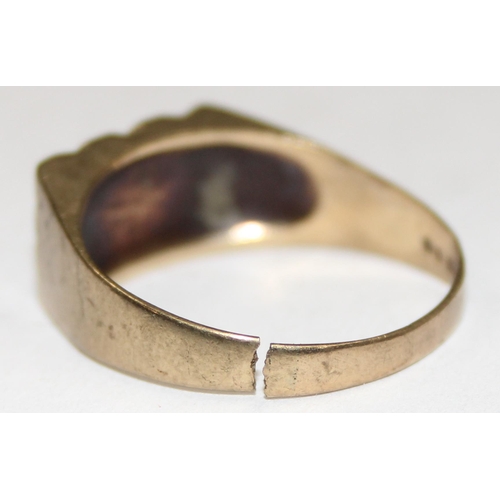 1101 - Retro 9ct gold ring with cut shank, marked and XRF confirmed, approx 4.29g