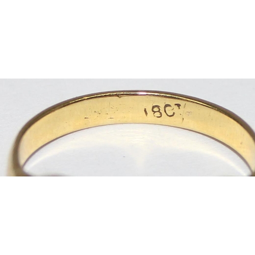 1106 - 18ct yellow gold and ruby set trilogy ring, marked 18ct and XRF confirmed, approx size J, approx 2.6... 