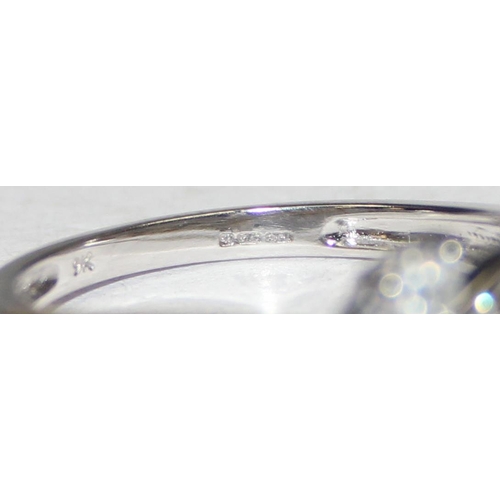 1135 - 9ct white and yellow gold diamond crossover ring, full hallmarks and XRF confirmed, approx size O, a... 