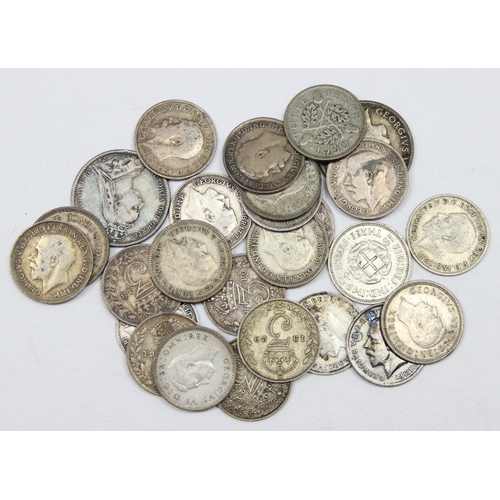 1212 - British and world silver coins, mixture of full and half silver, mainly 3d coins, approx 38.81g gros... 