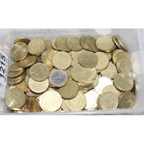 1215 - Qty of assorted mixed Euro coins, approx 1.1kg gross