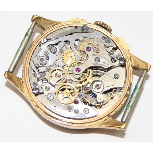 1303 - A rare vintage BWC of Switzerland Chronograph watch with luminous dial, 2 subsidiary dials and gold ... 