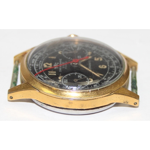 1303 - A rare vintage BWC of Switzerland Chronograph watch with luminous dial, 2 subsidiary dials and gold ... 