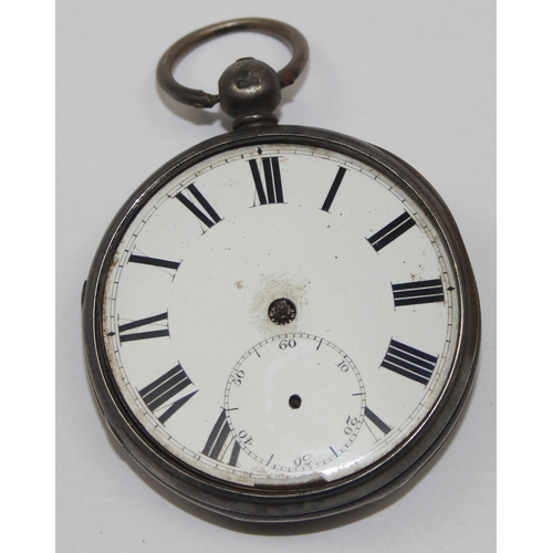 1313 - Benjamin Bell of Uttoxeter, a mid 19th century silver cased pocket watch with fusee movement, case m... 