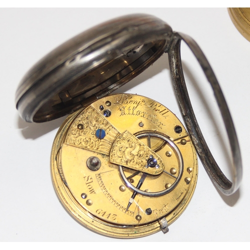 1313 - Benjamin Bell of Uttoxeter, a mid 19th century silver cased pocket watch with fusee movement, case m... 