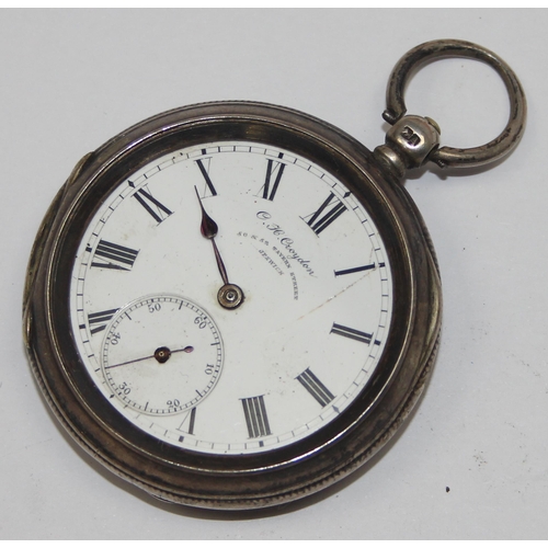 1315 - An antique silver case pocket watch by C.H. Croydon of Ipswich, case marked for London 1876 & a smal... 