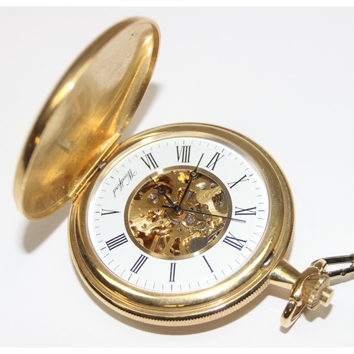 1322 - A modern but good quality Woodford gold plated full hunter pocket watch with mechanical movement and... 