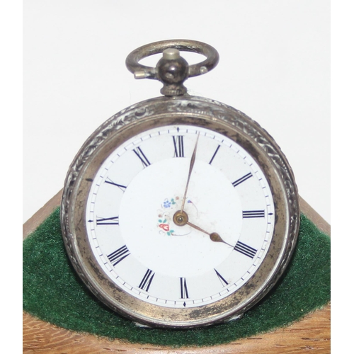 1326 - 3 silver cased fob watches, 2 late 19th or early 20th century examples, and 3 wooden pocket watch di... 