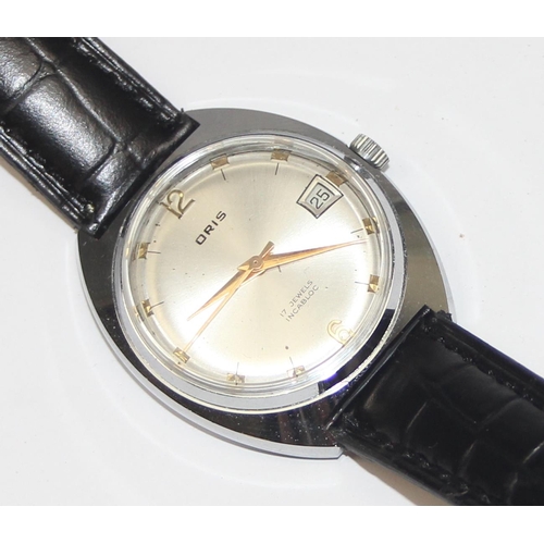 1331 - A vintage Oris 17 Jewels Incabloc watch with mechanical movement, chrome plated case, date aperture,... 