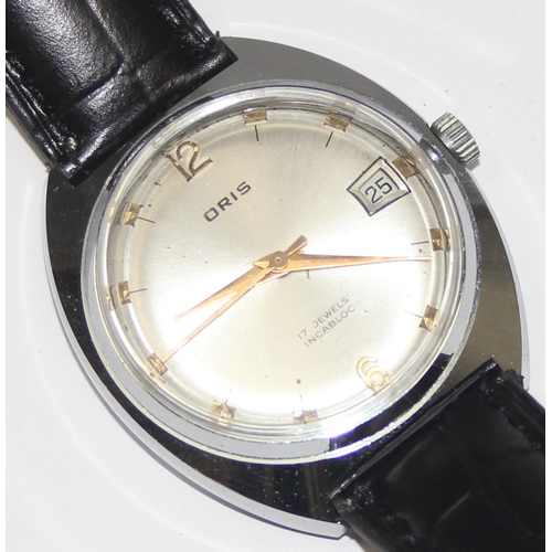 1331 - A vintage Oris 17 Jewels Incabloc watch with mechanical movement, chrome plated case, date aperture,... 