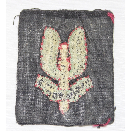 1421 - A c.WW2 or just post WW2 SAS Who Dares Wins embroidered fabric patch or badge, approx 6cm x 5cm