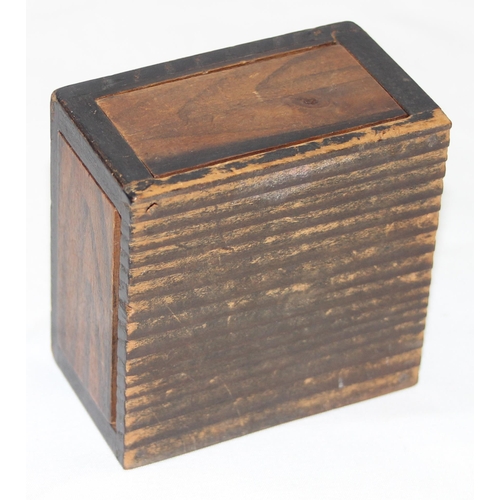 1671 - A small vintage Japanese wooden inlaid puzzle box, likely late Meiji period, approx 8cm square