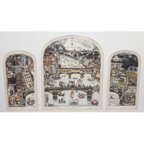 498 - Graham Clarke (1941-): Limited edition signed coloured etching with a detailed, humorous panorama of... 