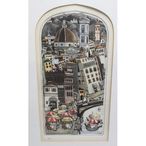 498 - Graham Clarke (1941-): Limited edition signed coloured etching with a detailed, humorous panorama of... 