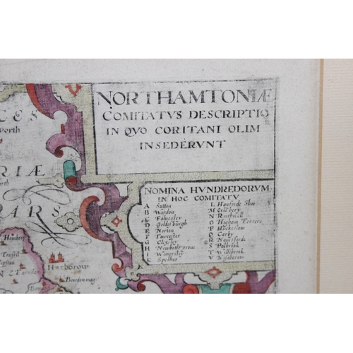 499 - NORTHAMTONIAE Comitatus’ Saxton/Kip of Northamptonshire c.1607, an early 17th century map of Northam... 