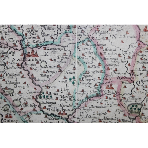 499 - NORTHAMTONIAE Comitatus’ Saxton/Kip of Northamptonshire c.1607, an early 17th century map of Northam... 