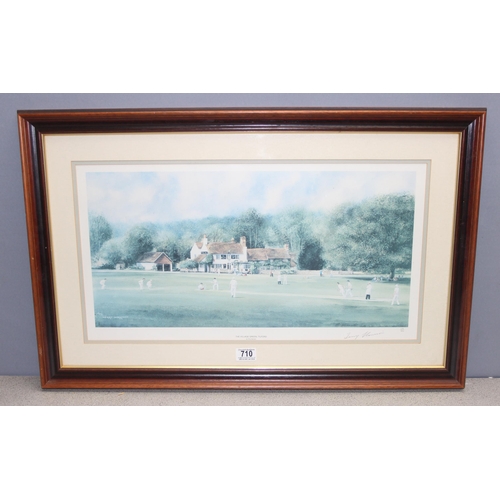 710 - Cricket themed limited edition print (219/850) of 'The Village Green, Tilford' by Terry Harrison, si... 