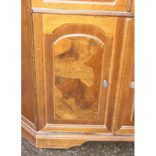 116A - An antique style hall table or cupboard, approx 96 W x 34 D x 80cm H, a modern lightwood kitchen or ... 