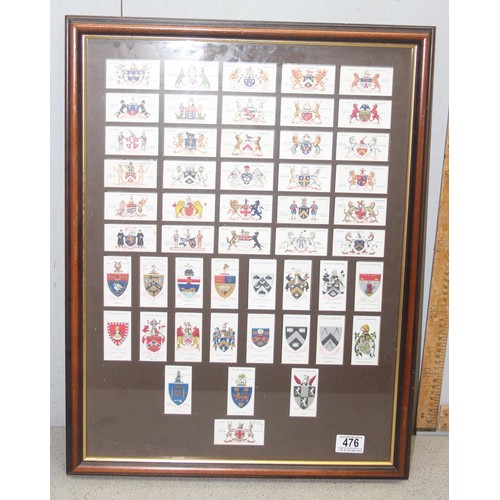 474A - 2 vintage satirical coloured prints and a framed set of Wills Cigarettes cards from the Arms of Comp... 