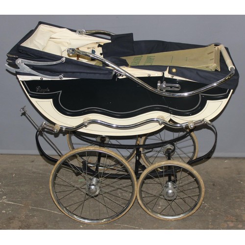 1789 - A vintage Royale pram with hood and chrome fittings, approx 107cm wide x 61cm deep x 127cm tall and ... 