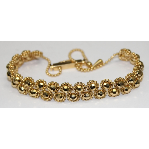 1103 - A 9ct gold Indian Maharani bead bracelet, marked 375 and with import hallmarks and XRF confirmed, wi... 