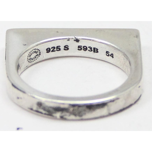 1171 - Georg Jensen, a 925 silver ring of retro form, Aria range 593B, marked and XRF confirmed, approx siz... 