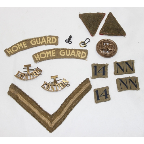 1428 - Qty of assorted WW2 period fabric patches and badges mainly relating to the Home Guard to inc an Eco... 