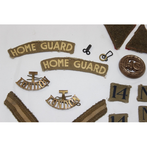 1428 - Qty of assorted WW2 period fabric patches and badges mainly relating to the Home Guard to inc an Eco... 