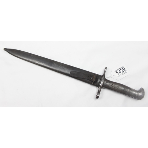 1429 - A Swiss M1899 or M1911 bayonet with scabbard, the ricasso marked for Waffenfabrik of Neuhausen, appr... 