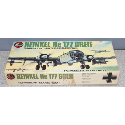 1544 - Airfix model kits, Series 5 1/72 scale Heinkel He 177 Greif 05009-2 model kit in box, unchecked for ... 