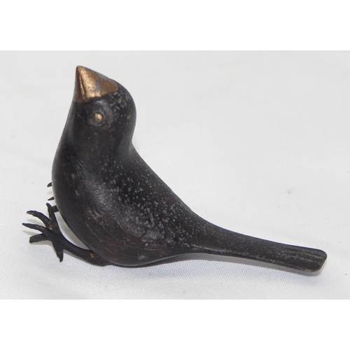 1685 - A small vintage cold painted or patinated lead figure of a bird, approx 8cm beak to tail