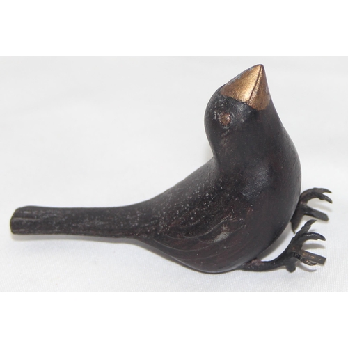 1685 - A small vintage cold painted or patinated lead figure of a bird, approx 8cm beak to tail