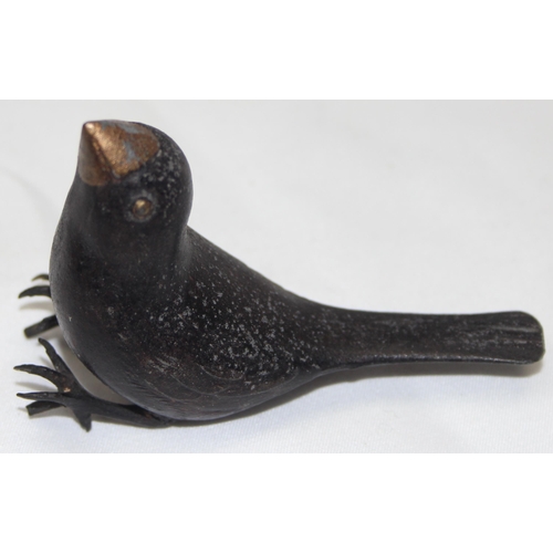 1685 - A small vintage cold painted or patinated lead figure of a bird, approx 8cm beak to tail