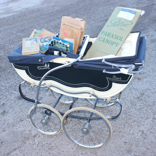 1789 - A vintage Royale pram with hood and chrome fittings, approx 107cm wide x 61cm deep x 127cm tall and ... 