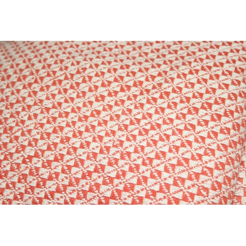 229E - 4 x geometric throws in orange/salmon and cream, approx 200cm x 150cm