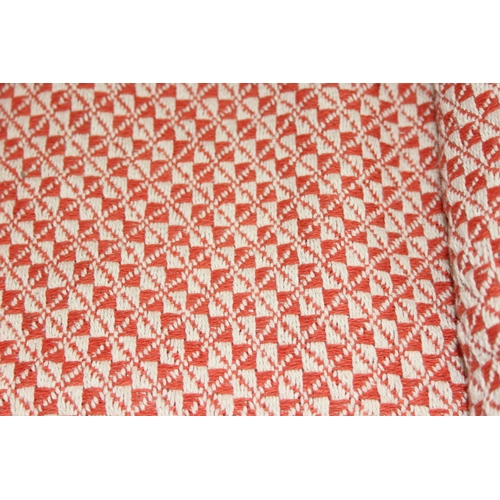 229E - 4 x geometric throws in orange/salmon and cream, approx 200cm x 150cm