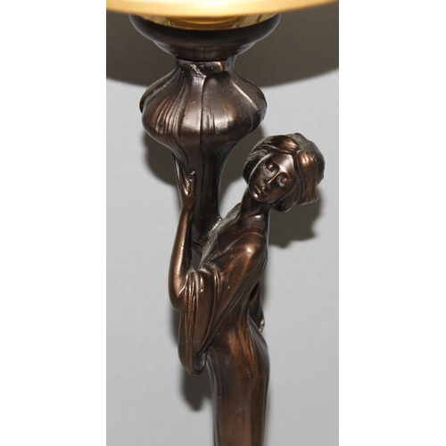 256 - An Art Nouveau bronzed effect table lamp formed as a female figure, approx 49cm tall